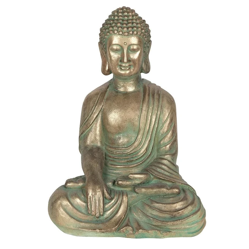 Something Different Stunning Gold Magnesia Verdigris Effect Sitting Buddha - 52cm (1 Pc.) - Tranquil Ambiance, Durable & Eye-catching Decor - Perfect for Garden Decor
