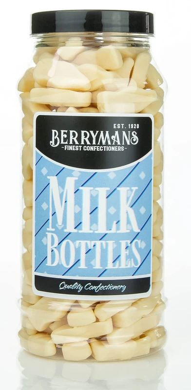 Original Milk Bottles (Non Dusted) Retro Sweets Gift Jar by Berrymans Sweet Shop - Classic Sweets, Traditional Taste.
