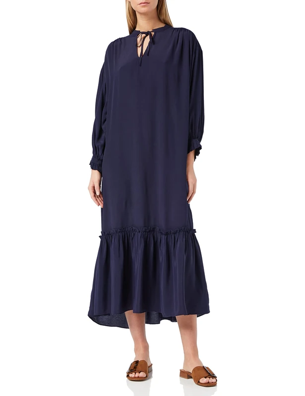 GANT Women's D2. Popover Wrinkle Dress, Classic Blue, 32