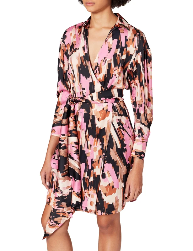 Just Cavalli Women's Abito a Maniche lunghe con Stampa leopardata Casual Dress, Natural, 12