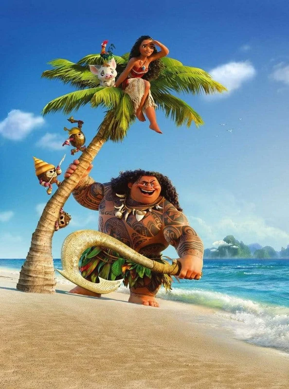 Komar Disney XXL 2-801 Non-Woven Photo Wallpaper - Moana and Maui - Size: 184 x 248 cm (Width x Height) - South Sea Children's Wallpaper