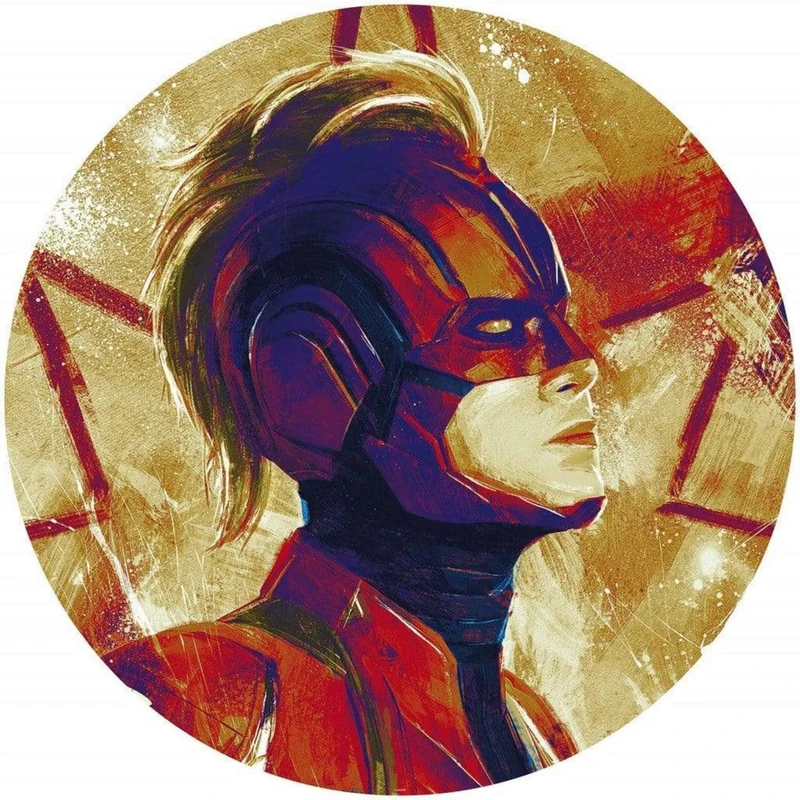 Komar Marvel DD1-054 Round Self-Adhesive Fleece Photo Wallpaper Avengers Painting Captain Marvel Helmet Diameter 125 cm