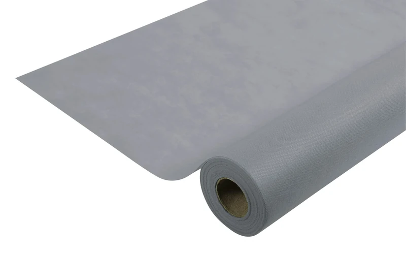Disposable spun bound non-woven tablecloth - Roll 6 M long X 1.20 M wide - Tear-proof, water-repellent and wipe able material - Gray