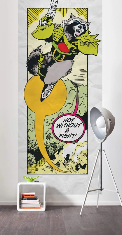Komar Marvel IADX2-072 Non-Woven Photo Wallpaper Guardians Retro Comic Rocket Raccoon Size: 100 x 250 cm (Width x Height)