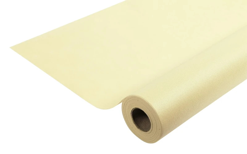 Disposable spun bound nonwoven tablecloth - Roll 1.20 M wide X 50.4 M long Pre-cut every 1.20 M - Tear-proof, water-repellent and wipe able material - Ivory