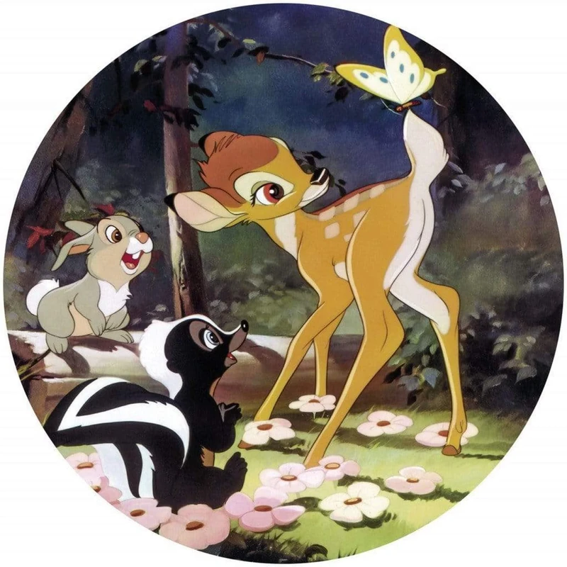 Komar Disney DD1-045 Round Self-Adhesive Fleece Photo Wallpaper by Disney Bambi Butterfly Diameter 125 cm Deer Baby Room Children's Room Wall Sticker