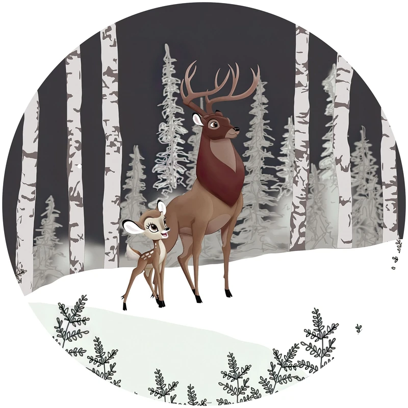 Komar Disney DOT Round Self-Adhesive Non-Woven Photo Wallpaper Bambi Great Prince Diameter 125 cm Deer, Baby Room, Baby Wallpaper, Children's Room, Wall Sticker DD1-014