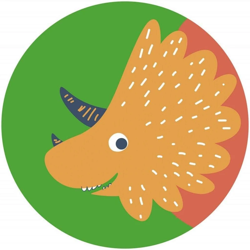 Komar DOT D1-066 Round and Self-Adhesive Non-Woven Photo Wallpaper - Little Dino Trice - Diameter 125 cm - Children's Room Dinosaur Comic Wall Sticker