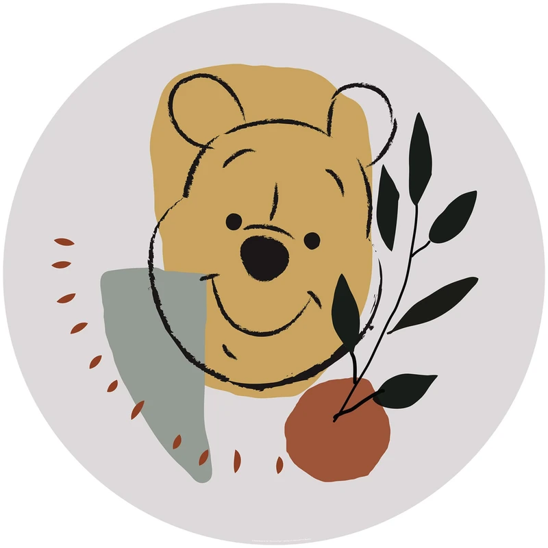 Komar Disney DOT Round Self-Adhesive Non-Woven Photo Wallpaper Winnie The Pooh Smile Diameter 125 cm Diameter Children's Bedroom Wall Sticker DD1-035