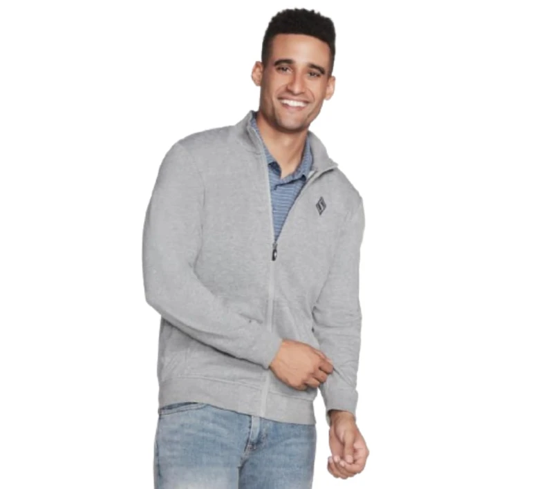 Skechers Men's The Hoodless Hoodie Gowalk Everywhere Jacket Sweatshirt, Light Grey, XXL UK