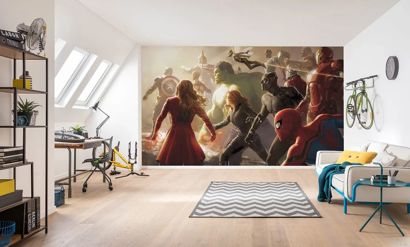 Komar Marvel IADX10-077 Non-Woven Photo Wallpaper - Avengers Final Battle - Size: 500 x 280 cm (Width x Height) - Superheroes/Children's Room Wallpaper