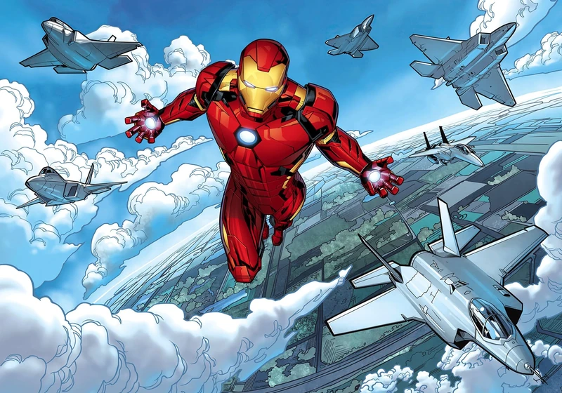 Komar Marvel IADX8-062 Non-Woven Photo Wallpaper - Iron Man Flight - Size: 400 x 280 cm (Width x Height) - Children's Room Wallpaper