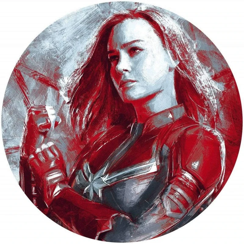 Komar Marvel DD1-046 Round Self-Adhesive Fleece Photo Wallpaper Avengers Painting Captain Marvel Diameter 125 cm