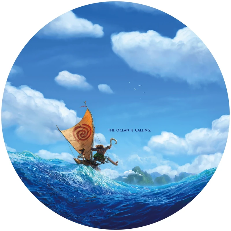 Komar Disney Dot DD1-019 Round and Self-Adhesive Fleece Photo Wallpaper by Disney - Moana Ocean is Calling - Diameter 125 cm - Children's Wallpaper/Sea/Children's Room Wall Tattoo