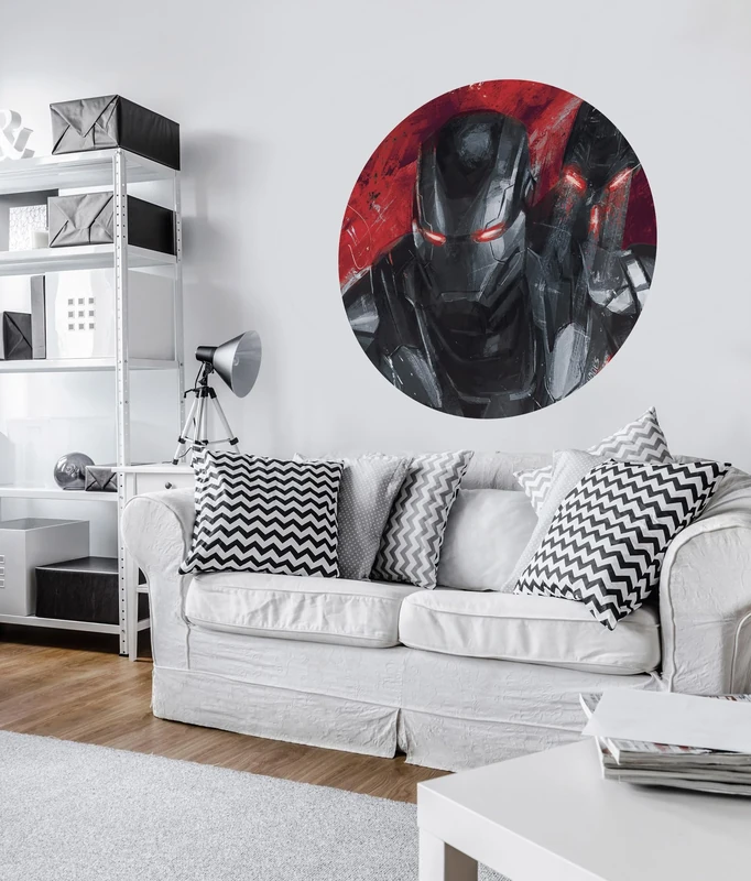 Komar Marvel DOT DD1-050 Round and Self-Adhesive Fleece Photo Wallpaper - Avengers Painting War Machine - Diameter 125 cm - Children's Room Wall Tattoo