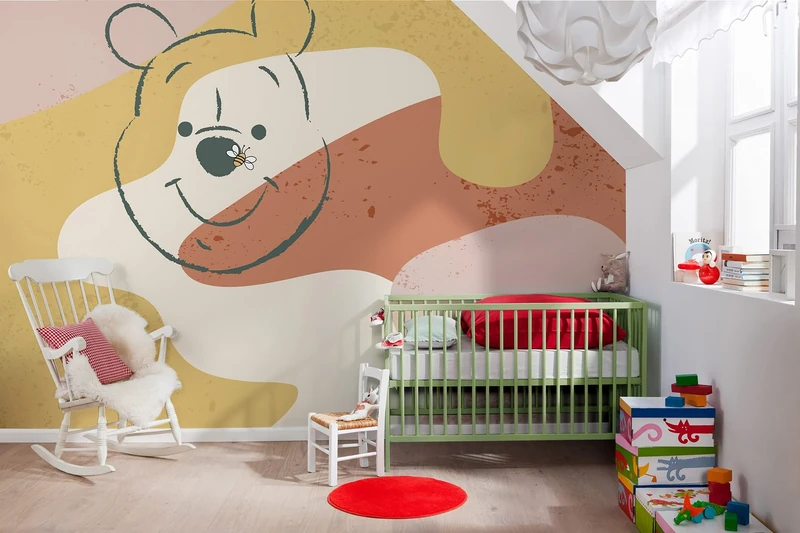 Komar Disney IADX8-049 Non-Woven Photo Wallpaper Winnie The Pooh Bee Design 400 x 280 cm (W x H) Bear Baby Nursery Wallpaper Colourful