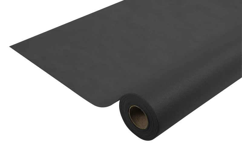 Disposable spun bound non-woven tablecloth - Roll 6 M long X 1.20 M wide - Tear-proof, water-repellent and wipe able material - Black