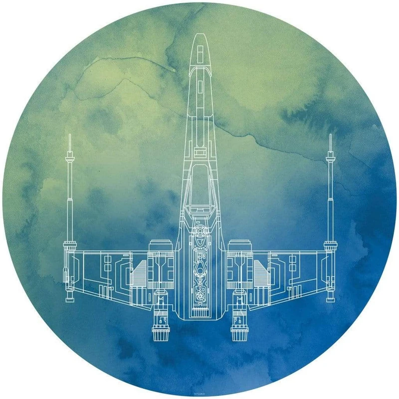 Komar DOT DD1-028 Round Self-Adhesive Fleece Photo Wallpaper Star Wars X-Wing Diameter 125 cm Children's Bedroom Wall Sticker