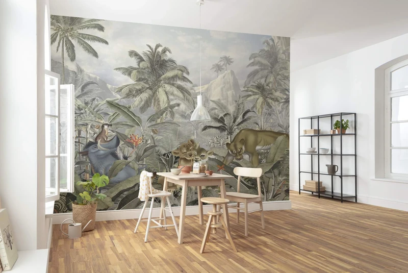 Komar Disney IADX6-088 Non-Woven Photo Wallpaper - Lion King Hills - Size: 300 x 280 cm (width x height) - Simba/Nala/Pumba/Children's Room Wallpaper