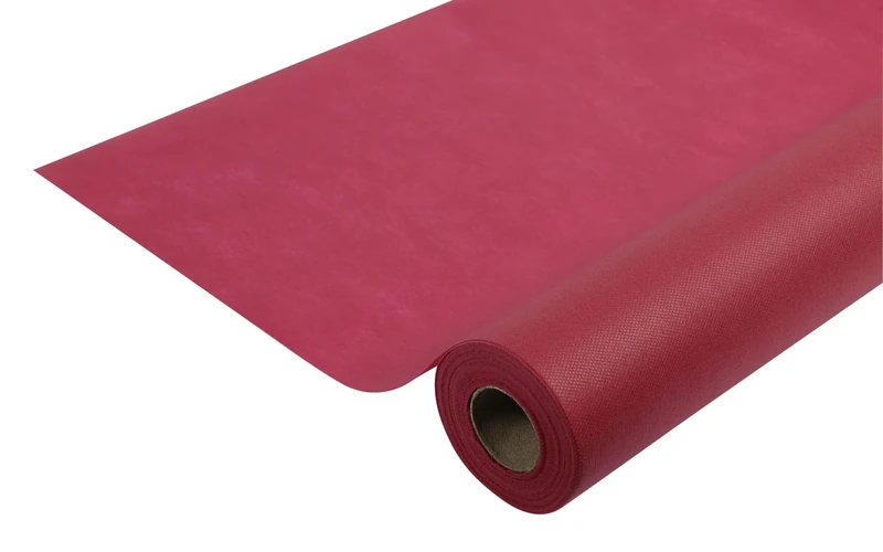 Disposable spun bound non-woven tablecloth - Roll 6 M long X 1.20 M wide - Tear-proof, water-repellent and wipe able material - Burgundy