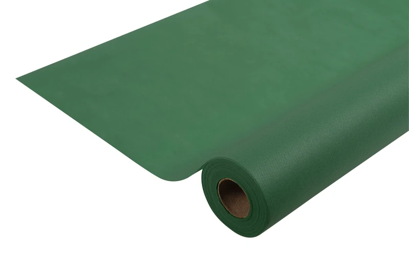 Disposable spun bound non-woven tablecloth - Roll 6 M long X 1.20 M wide - Tear-proof, water-repellent and wipe able material - Fir green