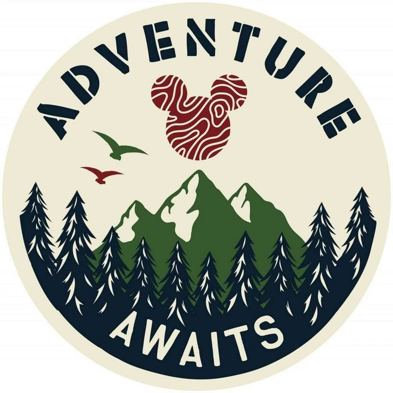 Komar Disney DD1-033 Round Self-Adhesive Non-Woven Photo Wallpaper Mickey Adventure Diameter 125 cm Retro Wall Sticker for Children's Room