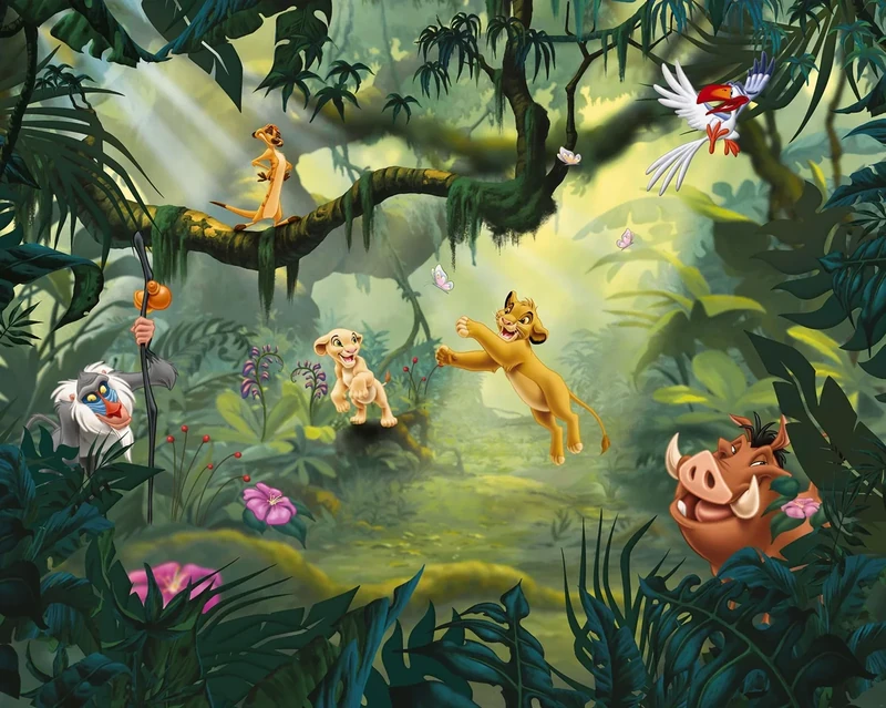 Komar Disney IADX7-004 Non-Woven Photo Wallpaper - Lion King Hakuna Matata - Size: 350 x 280 cm (Width x Height) - Simba/Nala/Lion King/Lion King/Children's Room Wallpaper