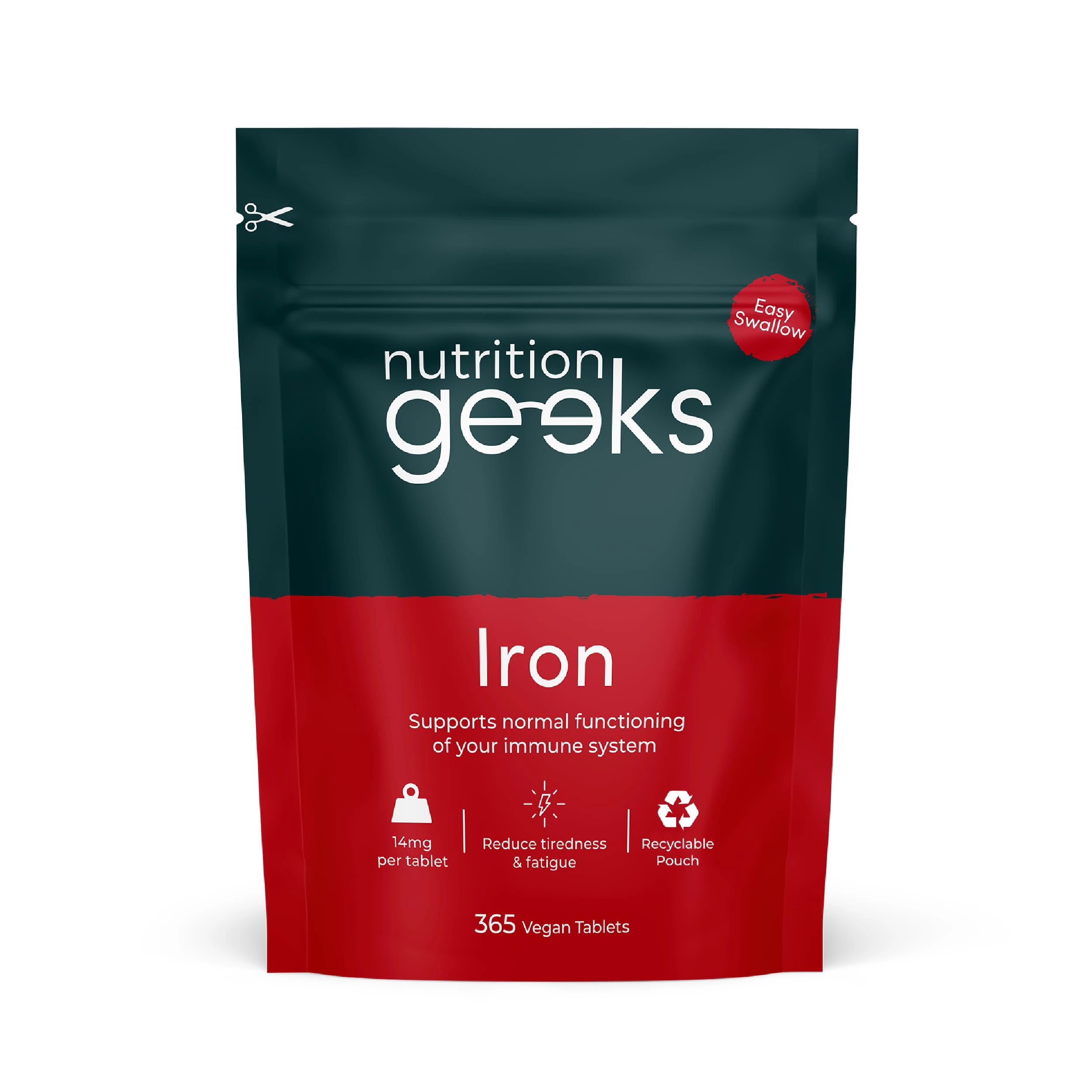 Iron Tablets High Strength 14mg - 365 Tablets, 12 Months Supply - Vegan Iron Supplements for Women and Men - Ferrous Fumarate, Reduces Tiredness and Fatigue - UK Made Vitamin