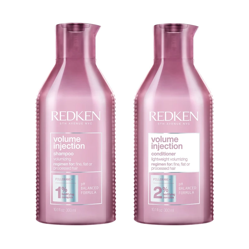 REDKEN Volume Injection, Shampoo and Conditioner Set, For Flat/Fine Hair, Citric Acid, Adds Lift & Volume, 300 ml