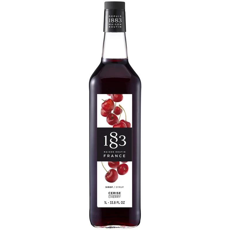 1883 Maison Routin Premium Cherry Syrup for Perfect for Coffees, Cocktails, Mocktails & Smoothies - Vegan-Friendly, Allergen-Free, No Preservatives - 1L Glass Bottle