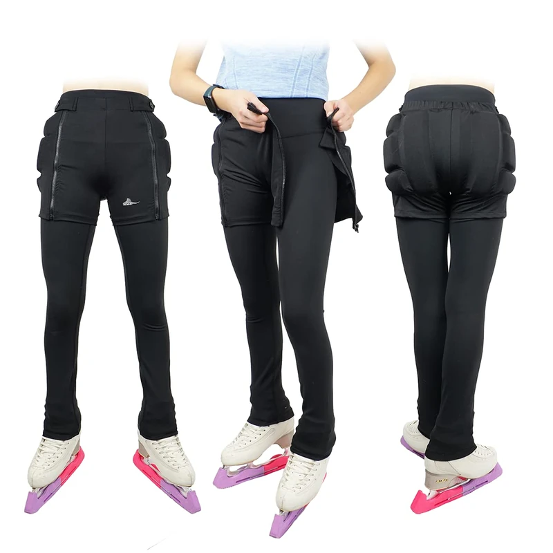 Skating Spirit Zip-on Zip-Off Padded Shorts Protective Crash Pants Tailbone Hip Butt Pad for Ice Figure Roller Skating Skateboarding Skiing Snowboarding (Medium)