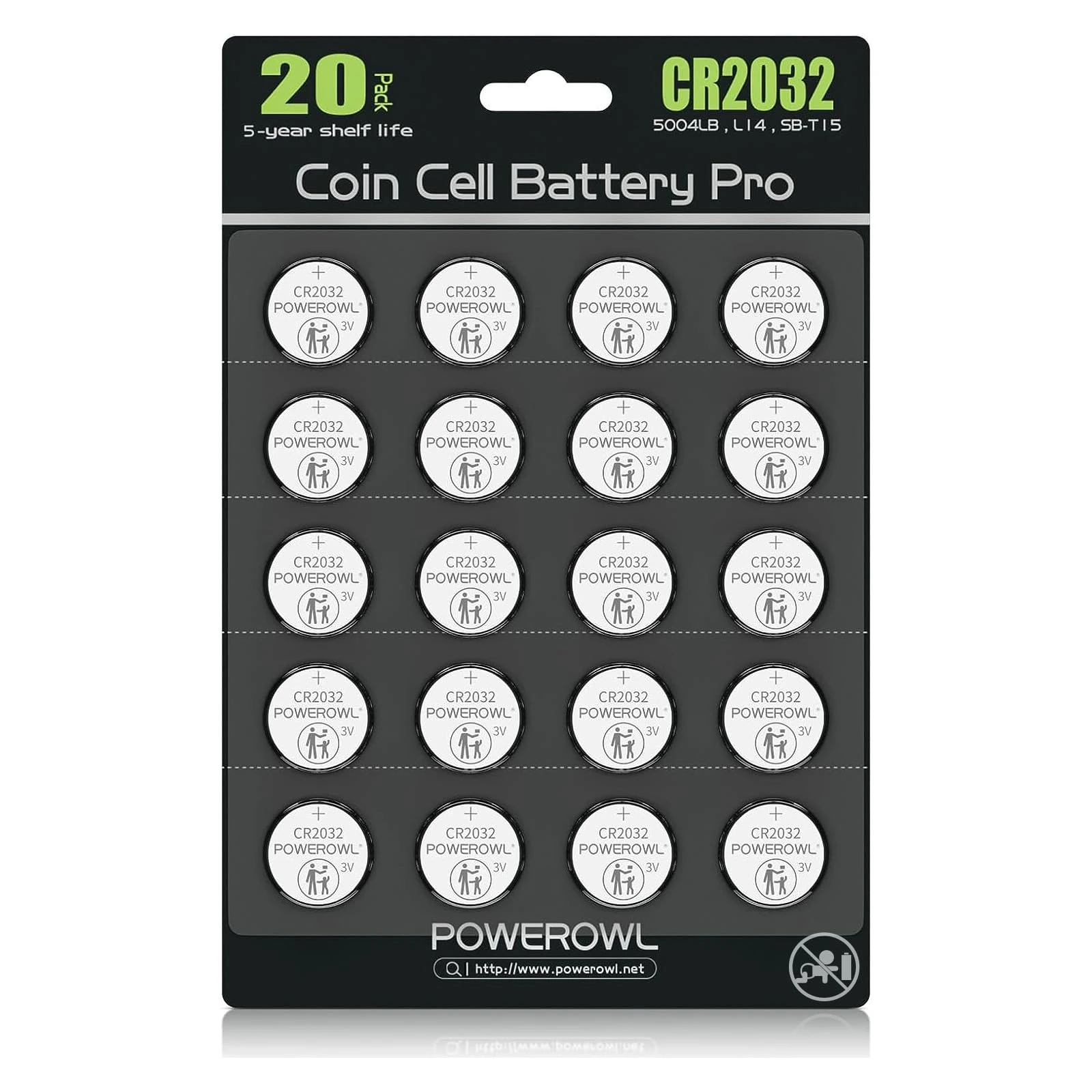 CR2032 Batteries 3V Lithium 20 Pack, POWEROWL High Capacity 2032 DL2032 ECR2032 CR 2032 Lithium Button Cell Battery