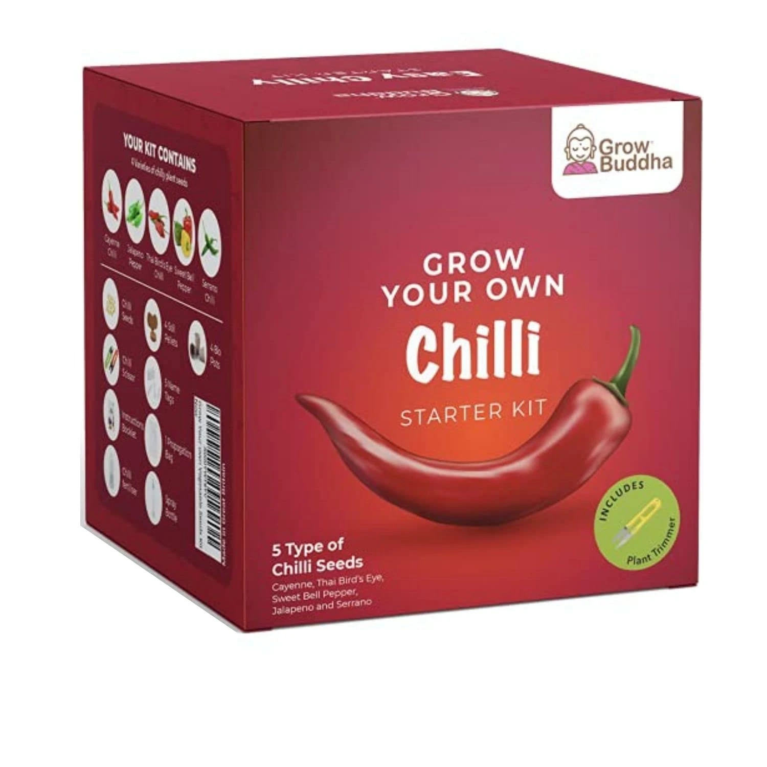 Grow Your Own Chilli Seeds Kit - Grow 5 Different Types of Chilli Seeds at Home – Beginner Friendly Chilli Seeds Starter Kit with Complete Instructions - Unique Gift Set Kit