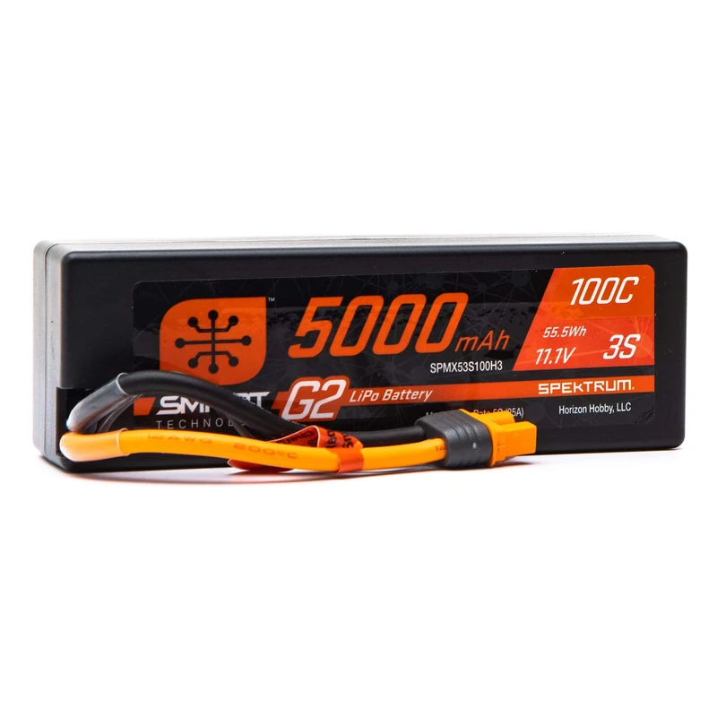 Spektrum SPMX53S100H3 5000mAh 3S 11.1V Smart G2 Hard Case LiPo 100C IC3, Multi