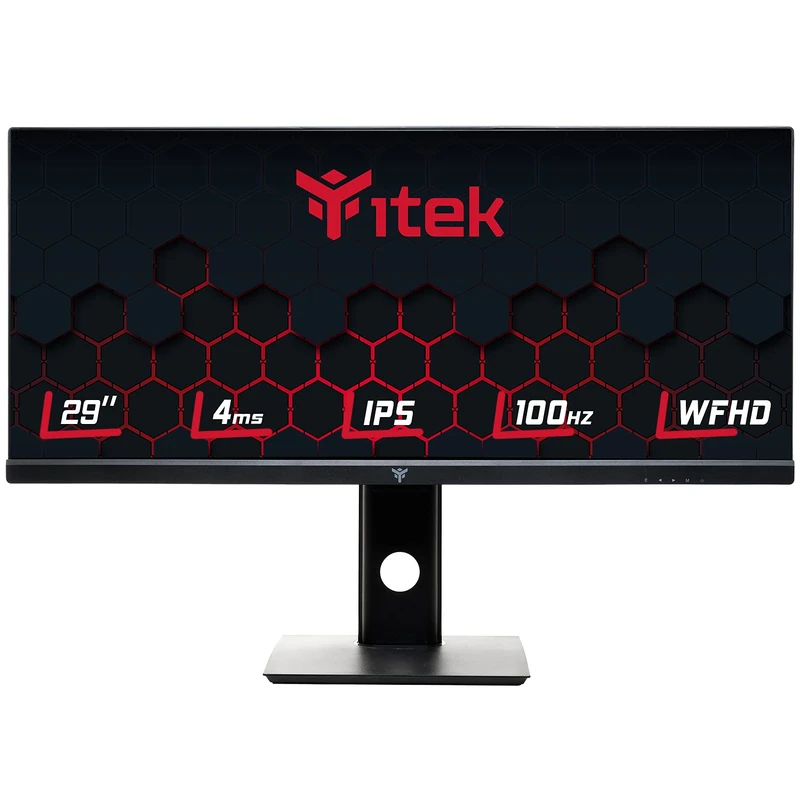 iTek GGF - 29 Inch Flat Monitor WFHD 2560x1080 UltraWide IPS 100Hz 21:9 4ms OD, HAS, 2xHDMI, DP, USB, Speaker, HDR, G-Sync, FreeSync