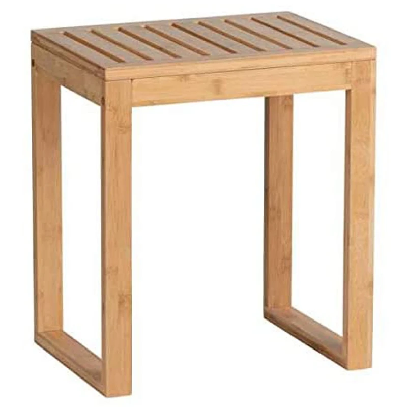 WENKO Bamboo Bathroom Stool, Sustainable Stool for Bathroom and Guest Toilet, Furniture Made Bamboo, Seating and Shelf for Living Room and Bedroom, Beautiful Step, 40 x 30 x 46 cm, Natural