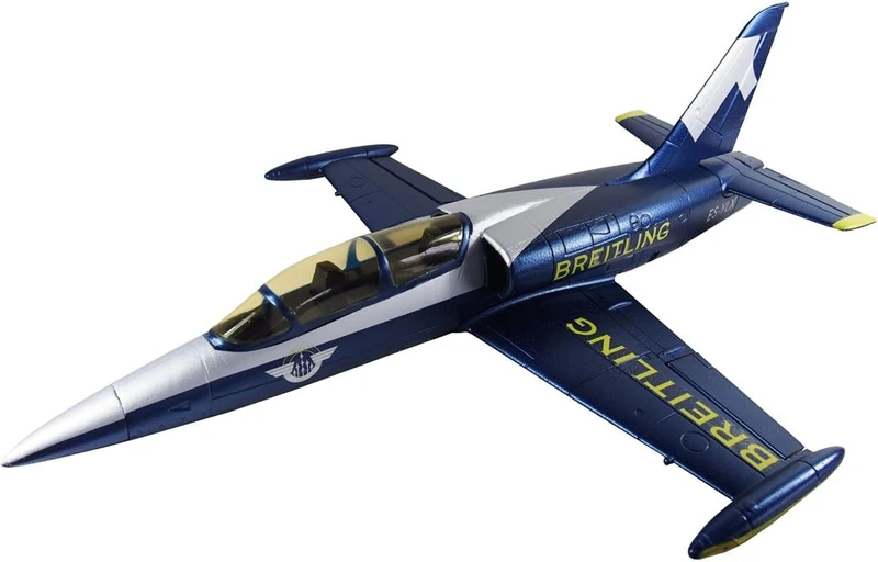 Amewi 24095 AMXFlight L-39 Albatros, Breitling Design, RC Aeroplane Remote-Controlled, EPO, PNP, Blue-Silver