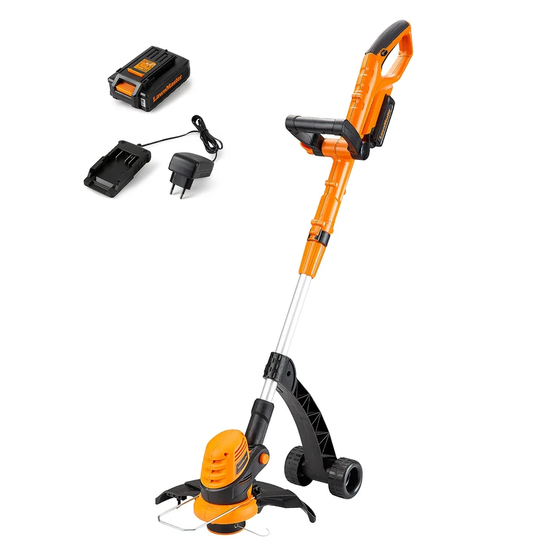 LawnMaster Cordless Grass Trimmer 24 V 2.0 Ah, Includes Battery and Charger, 25 cm Cutting Width, for Larger Areas, 2-in-1 Grass Trimmer & Edge Cutter Lawn, Rotating Trimmer Head, Telescopic Handle