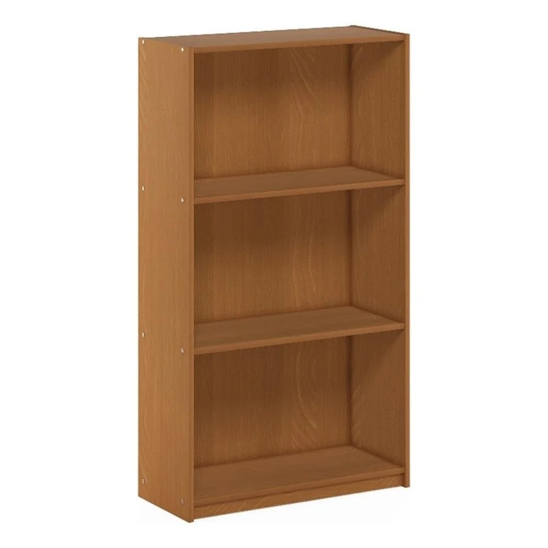 Furinno BASIC Book Shelf, 3-Tier Modern Bookshelf, Bookcase with Open Shelves, 9.3 x 21.8 x 39.5, for Living Room, Bedroom, Home Office, Natural Oak