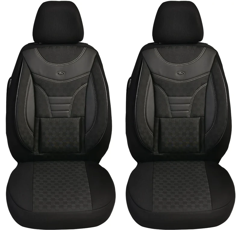 BREMER SITZBEZÜGE Dimensional Car Seat Covers Compatible with Dacia Sandero 1 Driver & Passenger Set from 2008-2012 / Car Seat Covers Protective Cover Set, Car Seat Covers, Pack of 2, in Black (910)
