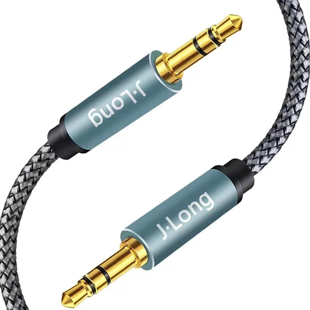 3.5mm Aux Cable 0.3M, J•LONG Nylon Braided 3.5mm Male to Male Auxiliary Audio Stereo Cord Compatible with Car,Headphones,Tablets,Laptops,Android Smart Phones& More (0.3m/1FT)