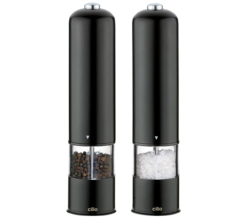 Cilio Bergamo 615012 Electric Mill Set Battery Operated Stainless Steel Black