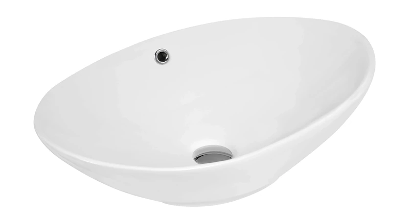 Hudson Reed NBV166 Modern Bathroom Round Countertop Vessel Sink Basin, 195mm x 588mm x 390mm, White