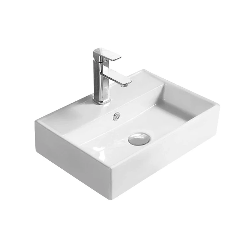 Hudson Reed NBV178 Modern Bathroom Rectangular Countertop 1 Tap Hole Vessel Sink Basin, 124mm x 505mm x 355mm, White