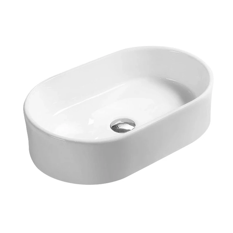 Hudson Reed NBV169 Modern Bathroom Round Countertop Vessel Sink Basin, 145mm x 565mm x 350mm, White