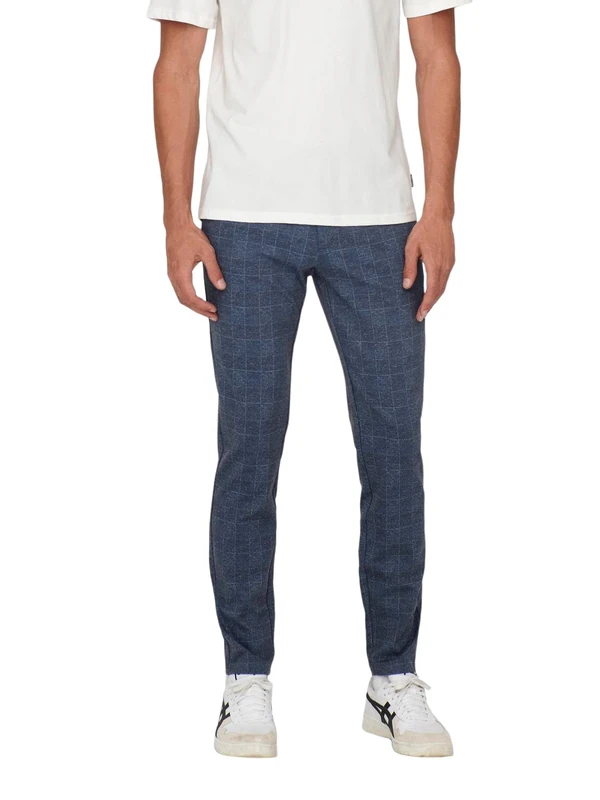 ONLY & SONS Men's Onsmark Check Pants Hy Gw 9887 Noos Trouser, Dress Blues, 33 W/32 L