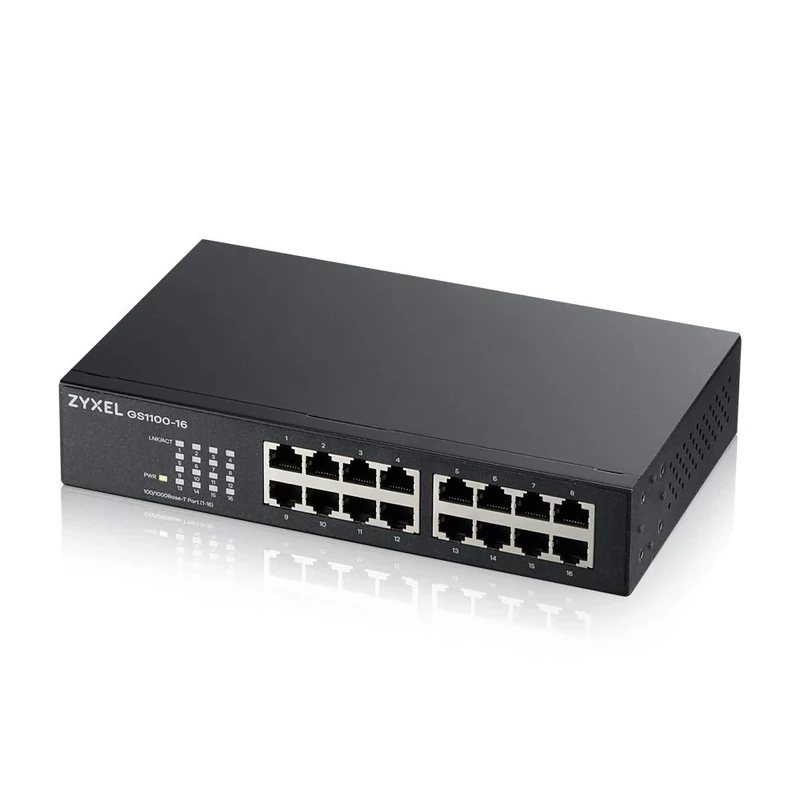 Zyxel 16-Port Gigabit Ethernet Unmanaged Switch | Network Splitter Hub | Plug & Play, No Configuration Required | Fanless Design [GS1100-16 v3]