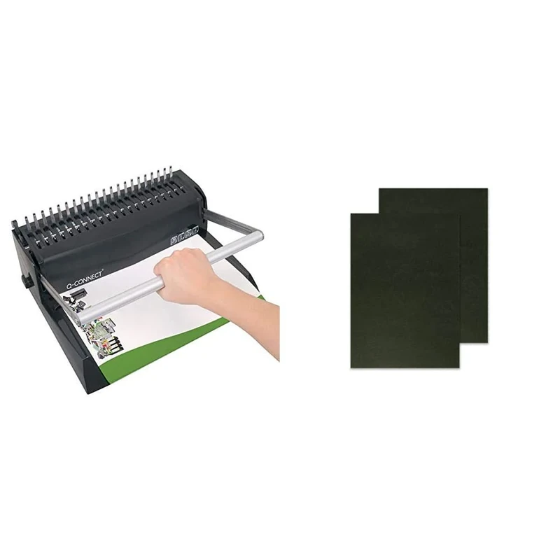Q-CONNECT Premium Comb Binder & A4 Binding Comb Covers Leathergrain - Black (Pack of 100)