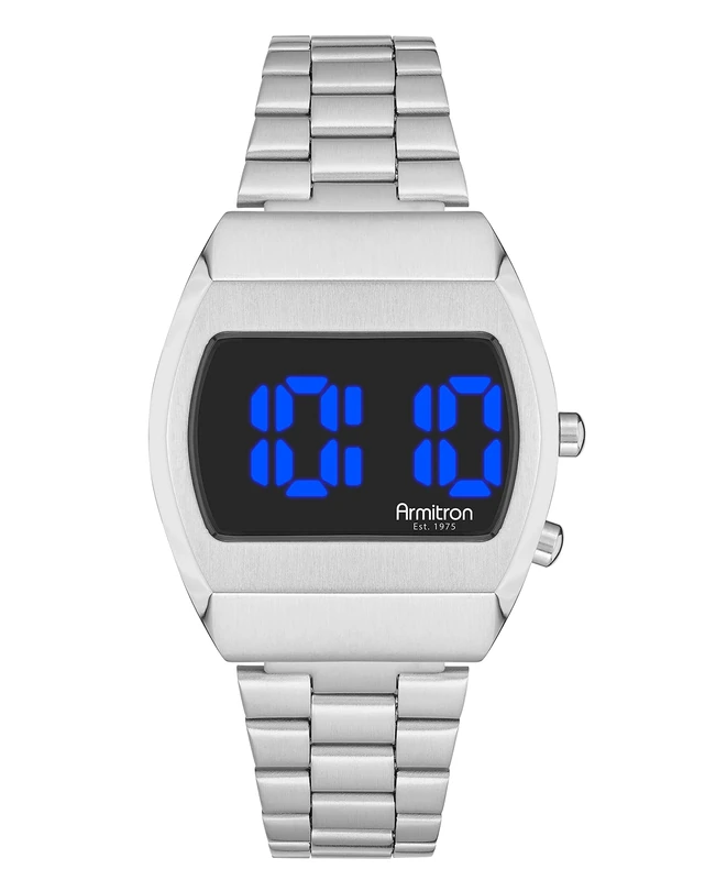 Armitron Sport Retro Digital Chronograph Bracelet Watch,Silver/Blue