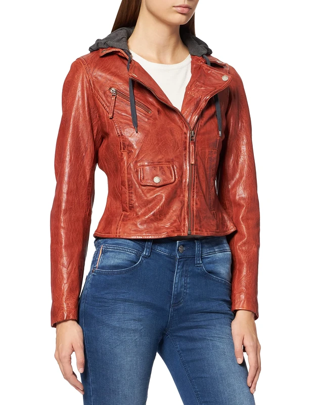 Freaky Nation Women's Easy Biker-fn Leather Jacket - Brown - XL